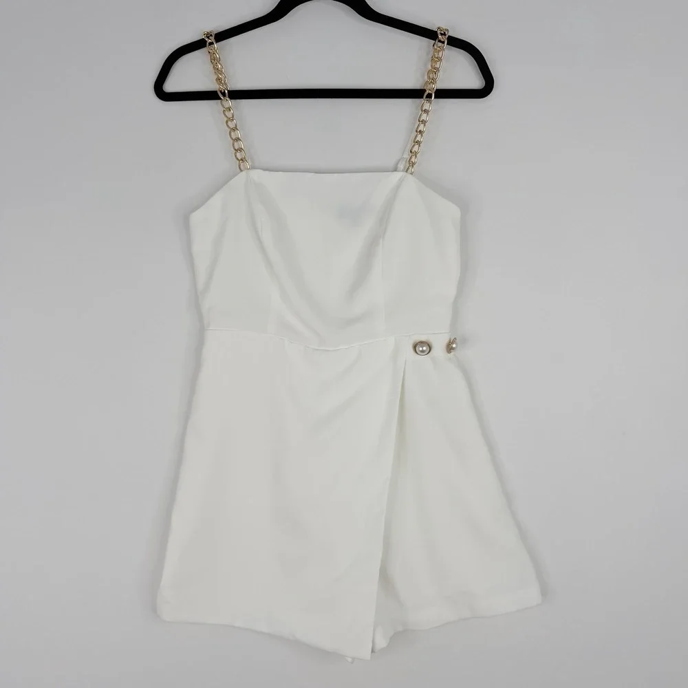 LULUS Cheers To Chic Light Orange Notched Sleeveless Skort Romper Size SMALL